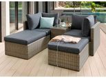 Balkonset DESTINY "IBIZA", beige (mix natur, inkl. polster anthrazit, natur, aluminiumfarben, natur), B:88cm H:66cm T:72cm, Aluminium, Geflecht Rattan, Glas, Sitzmöbel-Sets, Balkonset, Aluminium, Polyrattan