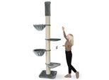 HAPPYPET Kratzbaum Grosse Katzen Stabil XXL Deckenhoch, 250 bis 275 cm Grau Basic