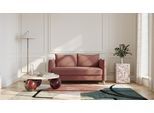 BRUNO Schlafsofa 140cm in Hazelnut Rot Braun | Pillow | stabiles Massivholz & Boxspringkomfort