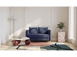 BRUNO Schlafsofa 120cm in Blau | Pillow | stabiles Massivholz & Boxspringkomfort
