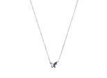 Kette mit Anhänger TOM TAILOR "Schmetterling-Motiv", lila (silberfarben, lila), Halsketten, Mädchen, Silber 925 (Sterlingsilber), L: 40 B: 1mm, mit Zirkonia (synth.), B:1mm