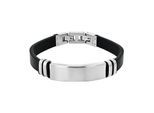 Lederarmband TOM TAILOR, edelstahlfarben, schwarz, Armbänder, Herren, 21,5cm, Edelstahl Kautschuk Leder, Edelstahl, Kautschuk, Leder, Lederarmband