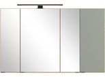 Spiegelschrank WELLTIME "MAILAND, gedämpfte Scharniere, LED-Aufbauleuchte", wildeiche, schilfgrün, B:105cm H:64cm T:20cm, MDF, Schränke, Spiegelschrank, Wildeiche/Schilfgrün, LED-Aufbauleuchte, gedämpfte Scharniere