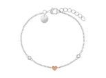 Silberarmband TOM TAILOR "Herz", rosa (silberfarben, roségoldfarben, weiß, weiß), Armbänder, Mädchen, 16cm, Silber 925 (Sterlingsilber), Silberarmband, mit Zirkonia (synth.)