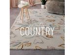 Teppich WECON HOME "Vee", beige (creme weiß), B:160cm H:10mm L:230cm, Schurwolle, Teppiche, Teppich, Wollteppich, floral, hochwertig, pflegeleicht, modern, handgetuftet