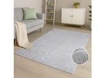 Teppich CARPET CITY "WAVES 501", grau, B:200cm H:12mm L:290cm, Obermaterial: 100% Polyester, Teppiche, Teppich, Kurzflor, Hochtief-Muster/ 3D-Effekt, Uni, Wohnzimmer, Schlafzimmer