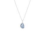 Kette mit Anhänger AMOR "Tropfen", silberfarben, weiß, blau, Halsketten, Damen, Silber 925 (Sterlingsilber), L: 60 B: 1mm, mit Zirkonia (synth.), B:1mm