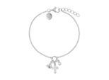 Silberarmband TOM TAILOR "Kreuz-Optik, Herz", silberfarben, weiß, weiß, Armbänder, Mädchen, 16cm, Silber 925 (Sterlingsilber), Silberarmband, mit Zirkonia (synth.)