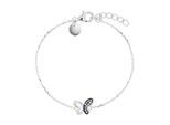 Silberarmband TOM TAILOR "Schmetterling-Design", silberfarben, lila, lila, Armbänder, Mädchen, 16cm, Silber 925 (Sterlingsilber), Silberarmband, mit Zirkonia (synth.)