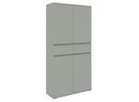 Xora Mehrzweckschrank, Salbeigrün, Kunststoff, 8 Fächer, 2 Schublade(n) Schubladen, 100x200x37 cm, stehend, Waschküche, Mehrzweckschränke
