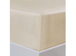 Bettlaken FLORELLA "Edel Satin Spannbetttuch, 100% Baumwolle, Rundumgummi", beige (ivory), B:190cm L:200cm, Satin, Obermaterial: 100% Baumwolle CO., Bettlaken, Bettlaken