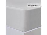 Bettlaken FLORELLA "Edel Satin Spannbetttuch, 100% Baumwolle, Rundumgummi", grau (silber), B:100cm L:200cm, Satin, Obermaterial: 100% Baumwolle CO., Bettlaken, Bettlaken