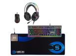 HYRICAN Tastatur- und Headset-Set "Striker XXL-Mauspad mit Qi-Ladefunktion, Gaming-Maus", schwarz, Eingabegeräte-Sets, mit RGB-Beleuchtung, kabelgebunden, Tastatur- und Headset-Set