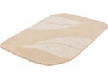 Badematte MEUSCH "Greta, Badvorleger, Badezimmer Teppich", beige (seide), H:20mm, Polyester, Badematten, Badematte, Badteppich mit dezentem, meliertem Blattmotiv
