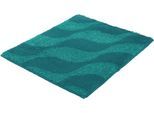 Badematte KLEINE WOLKE "»Onda«, Badvorleger, Badezimmer Teppich", grün (petrol), H:15mm, Polyacryl, Badematten, Badematte, Badteppich, modernes Ton in Ton Wellendesign, flauschig