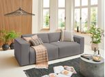 3-Sitzer HOME AFFAIRE "Noord mit Kedernaht, Breite 232 cm", grau, B:232cm H:71cm T:96cm, 100% Polyester, Sofas, 3-Sitzer, Cord, Struktur, Webstoff, mit Wellenunterfederung, Massivholzrahmen