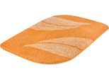 Badematte MEUSCH "Greta, Badvorleger, Badezimmer Teppich", safran, H:20mm, Polyester, Badematten, Badematte, Badteppich mit dezentem, meliertem Blattmotiv