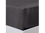 Bettlaken FLORELLA "Edel Satin Spannbetttuch, 100% Baumwolle, Rundumgummi", grau (schiefer), B:190cm L:200cm, Satin, Obermaterial: 100% Baumwolle CO., Bettlaken, Bettlaken