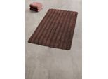 Badematte KLEINE WOLKE "Cord, Badvorleger, Badezimmer Teppich", braun (nussbraun), H:25mm, Polyacryl, Badematten, Badematte, Badteppich, Streifen Design, Hoch-Tief Effekt