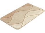 Badematte KLEINE WOLKE "Fiona, Badvorleger, Badezimmer Teppich", beige (bahamabeige), H:20mm, Polyacryl, Badematten, Badematte, Badteppich, modernes Wellen Design, Hoch-Tief Effekt, waschbar