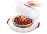 Kuchentransportbox METALTEX, rot (transparent, rot), Ø:30cm, Kunststoff, Lebensmittelaufbewahrungsbehälter, Kuchentransportbox, höhenverstellbar