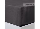Bettlaken FLORELLA "Edel Satin Spannbetttuch, 100% Baumwolle, Rundumgummi", grau (schiefer), B:100cm L:200cm, Satin, Obermaterial: 100% Baumwolle CO., Bettlaken, Bettlaken