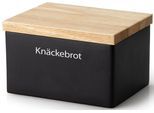 Vorratsdose CONTINENTA, schwarz, B:14cm H:11cm L:18cm, Holz, Keramik, Lebensmittelaufbewahrungsbehälter, Vorratsdose, für Knäckebrot