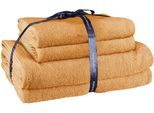 Handtuch Set KLEINE WOLKE "RELAX, 4 Stück (2 Handtücher 50x10 + 2 Duschtücher 70x140)", orange (peach), 4 Stk., Frottier, Frottier, Obermaterial: 100% Baumwolle, Handtuch-Sets, Handtuch Set, moderne Melangeoptik, Handtücher, Duschtücher, mit Bordüre