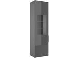 Vitrine HBZ "Santorin Vitrine, Melaminbeschichtung, LED-Beleuchtung", anthrazit, B:55cm H:196cm T:40cm, Glas, Holzwerkstoff, Schränke, Vitrine, LED Vitrine, mit Softclose-Funktion, Lip Griffe aus Metall