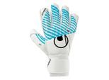 Torwarthandschuhe UHLSPORT "Torwarthandschuhe FM Cybertec Soft Flex Frame Kids", Kinder, Gr. 6,5, weiß (weiß, cyberblau, schwarz), Obermaterial: 81% Gummi rubber. 13% Polyester PES. 6% Nylon NY., Handschuhe Torwarthandschuhe