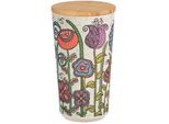 Vorratsdose WENKO "Modell FLowers", rosa, H:18,5cm L:10,5cm, Kunststoff, Lebensmittelaufbewahrungsbehälter, Vorratsdose, Deckel mit Silikonring zur luftdichten Aufbewahrung von Vorräten