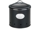 Vorratsdose WENKO "Modell Nero", schwarz, H:21cm L:18,7cm, Metall, Lebensmittelaufbewahrungsbehälter, Vorratsdose, luftdurchlässige Dose im Retro-Design, ideal für Zwiebeln & Kartoffeln