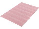 Badematte KLEINE WOLKE "Tikka, Badvorleger, Badezimmer Teppich", rosa (nelke), H:5mm, Baumwolle, Badematten, Badematte, Badteppich, Uni-Farben, gestreift, Hoch-Tief Effekt, reine Baumwolle