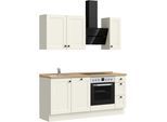 Küchenzeile NOBILIA "Cascada II", NEU: individuell anpassbar mit gratis Profi-Beratung", weiß (küche: weiß, korpus: lacklaminat weiß, arbeitsplatte: eiche sierra nachbildung), B:180,3cm H:216,6cm T:60cm, Komplettküchen-Sets, Küchenzeile, vormontiert, Breite 180 cm, Ausrichtung wählbar, wahlw. mit E-Geräten