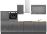 Küchenzeile NOBILIA "Flash I", NEU: individuell anpassbar mit gratis Profi-Beratung", grau (küche: grau, korpus: schiefergrau, arbeitsplatte: eiche sierra nachbildung), B:330,3cm H:216,6cm T:60cm, Komplettküchen-Sets, Küchenzeile, vormontiert, Breite 330 cm, Ausrichtung wählbar, wahlw. mit E-Geräten