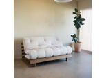 Daybett KARUP DESIGN "Roots Sofa Bed, Schlafsofa,, Bettfunktion, FSC-Massivholz", beige (linen), B:140cm H:85cm, Bezug: 75% Baumwolle, 25% Leinen, Daybetten, Inkl. Futonmatratze, Made in Europe, langlebig, B: 140 oder 160 cm