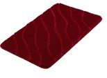 Badematte KLEINE WOLKE "Tram, Badvorleger, Badezimmer Teppich", rot (granat), H:20mm, Polyacryl, Badematten, Badematte, Badteppich, modernes Wellen Design, Hoch-Tief Effekt