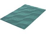 Badematte KLEINE WOLKE "»Onda«, Badvorleger, Badezimmer Teppich", grün (petrol), H:15mm, Polyacryl, Badematten, Badematte, Badteppich, modernes Ton in Ton Wellendesign, flauschig