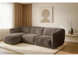 Ecksofa HOME AFFAIRE "OSTRUP Rundsofa, L-Form, Naturtöne, Boucle oder Chenille", grau (taupe), B:280cm H:73cm T:152cm, 100% Polyester, Sofas, Ecksofa, Breite 280 cm, organische Form mit sanften Rundungen