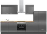 Küchenzeile NOBILIA "Flash I", NEU: individuell anpassbar mit gratis Profi-Beratung", grau (küche: grau, korpus: schiefergrau, arbeitsplatte: eiche sierra nachbildung), B:330,3cm H:216,6cm T:60cm, Komplettküchen-Sets, Küchenzeile, vormontiert, Breite 330 cm, Ausrichtung wählbar, wahlw. mit E-Geräten