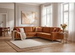 Ecksofa HOME AFFAIRE "Pinto Skandi, 290 cm, Chenille, Struktur, Ottomane links / rechts", orange (brick rot), B:290cm H:89cm T:250cm, 100% Polyester, Sofas, Ecksofa, mit Keder, Massivholzfüße Eiche geräuchert, Wellenunterfederung