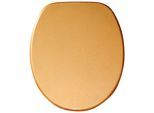 WC-Sitz SANILO "Glitzer WC-Sitz mit Absenkautomatik, viele schöne Toilettensitze", gold (goldfarben), B:37,7cm L:47cm, MDF - Mitteldichte Holzfaserplatte, WC-Sitze, Premium Toilettendeckel, moderner Klodeckel, leichte Montage