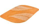 Badematte MEUSCH "Greta, Badvorleger, Badezimmer Teppich", orange (safran), H:20mm, Polyester, Badematten, Badematte, Badteppich mit dezentem, meliertem Blattmotiv
