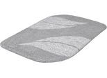 Badematte MEUSCH "Greta, Badvorleger, Badezimmer Teppich", silbergrau, H:20mm, Polyester, Badematten, Badematte, Badteppich mit dezentem, meliertem Blattmotiv