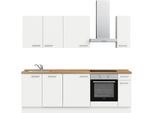 Küchenzeile NOBILIA "Touch I", NEU: individuell anpassbar mit gratis Profi-Beratung", weiß (küche: weiß, korpus: alpinweiß, arbeitsplatte: eiche sierra nachbildung), B:240,3cm H:216,6cm T:60cm, Komplettküchen-Sets, Küchenzeile, vormontiert, Breite 240 cm, Ausrichtung wählbar, wahlw. mit E-Geräten