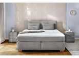Boxspringbett JOCKENHÖFER GRUPPE "Ulla, Wende-Bonell-Federkernmatratze (H2/H3)", grau (grau 417, 19), B:169cm L:216cm, Bezug Bett: Chenille(100% Polyester);Topper und Matratzenspiegel: 100% Polyester, Komplettbetten, Boxspringbett, inklusive Topper und 4 Kissen, Bettbreite 160 cm oder 180 cm wählbar