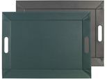 Tablett FREEFORM "DUO, 2-farbiges Wendetablett, Tablett und Tisch-Set in einem, wendbar", blau (petrol, anthrazit), B:35cm H:0,8cm L:45cm, Kunstleder, Tabletts, mit Doppelfunktion, pflegeleicht und kann platzsparend verstaut werden