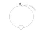 Silberarmband TOM TAILOR "Herz", silberfarben, weiß, weiß, Armbänder, Damen, 20cm, Silber 925 (Sterlingsilber), Silberarmband, mit Zirkonia (synth.)