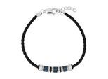 Lederarmband TOM TAILOR, edelstahlfarben, schwarz, grau, Armbänder, Herren, 22cm, Edelstahl Kautschuk Leder Metall, Edelstahl, Kautschuk, Leder, Metall, Lederarmband