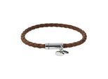 Lederarmband TOM TAILOR, edelstahlfarben, braun, Armbänder, Damen, 19cm, Edelstahl Leder, Edelstahl, Leder, Lederarmband